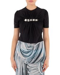 Rabanne - Gem-Embellished Draped-Effect Haut Top, Brand Size 34 Us - Lyst