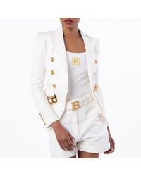 Balmain - Double Breasted Cotton Jacket, Brand Size 34 (Us - Lyst