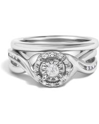 Haus of Brilliance - 925 Sterling 1/7 Cttw Diamond Halo Bypass Engagement Ring And Wedding Band Set - Lyst