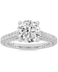 Mure And Co - 2Ctw Round Shaped Lab Grown Diamond (F/Vs) Two Tone Accented Rope Design Engagement Ring - Lyst