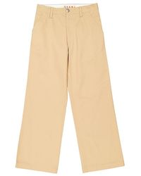 Marni - Wide-Leg Cotton Gabardine Trousers - Lyst