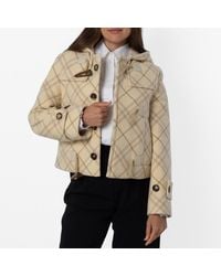 Burberry - All Over Check Pattern Wool Blend Hooded Jacket, Brand Size 6 Us - Lyst