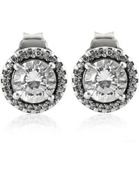PANDORA - Round Sparkle Stud Earrings - Lyst