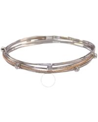 Charriol - Tango White Cz Stones & Steel Rose Pvd Cable Bangle - Lyst