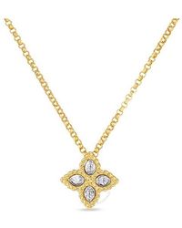 Roberto Coin - Princess Flower Small Gold Diamond Necklace - Lyst