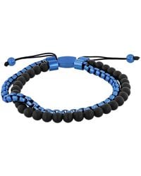 Robert Alton - Stainless Steel Matte Onyx Bead Bolo Bracelet - Lyst