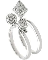 Swarovski - Dextera Rhodium Plated Ring Set, Size 58 - Lyst