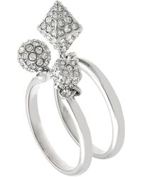 Swarovski - Dextera Rhodium Plated Ring Set, Size 58 - Lyst