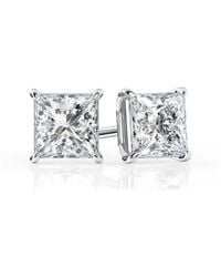 Brilliant Diamond - 1 Carat Princess Cut Lab Grown Diamond Stud Earrings - Lyst