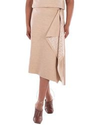 Fendi - Logo Pattern Midi Drape Wool Skirt, Brand Size 44 (Us - Lyst