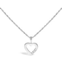 Haus of Brilliance - 925 Sterling Lab Grown Diamond 1/4 Cttw Three Stone Heart Pendant Necklace - Lyst
