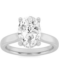 Mure And Co - 1.5Ctw Oval Shaped Lab Grown Diamond (F/Vs) Hidden Halo Cathedral Shank Engagement Ring - Lyst