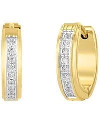 Robert Alton - 1/6Ctw Diamond Stainless Steel With Finish Huggie Earrings - Lyst