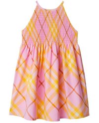 Burberry - Checkered Sleeveless Cotton Dress - Lyst