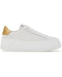 Ferragamo - Embossed Leather Wedge Sneakers - Lyst