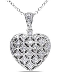 Amour - 1/7 Ct Tw Diamond Heart Pendant With Chain - Lyst