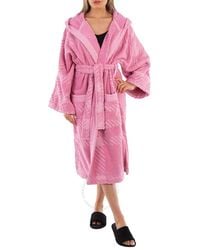 Burberry - Bubblegum Mega Check Cotton Terry Cloth Hooded Robe - Lyst