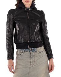 Balenciaga - Ladies Layered-Detail Racer Leather Jacket, Brand Size 38 (Us - Lyst