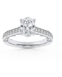 Mure And Co - 2Ctw Oval Shaped Lab Grown Diamond (F/Vs) Accented Engagement Ring - Lyst