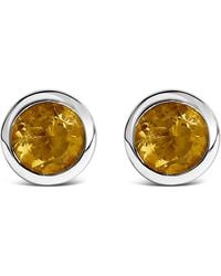 Haus of Brilliance - 925 Sterling 6Mm Bezel Set Created Citrine Solitaire Stud Earrings - Lyst
