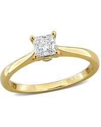 Created Forever - 1/2Ct Tw Princess-Cut Lab-Grown Diamond Solitaire Engagement Ring With Side Accents - Lyst