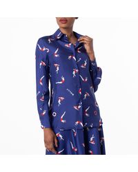 Bally - Diver Print Silk Shirt, Brand Size 36 Us Size 0 - Lyst