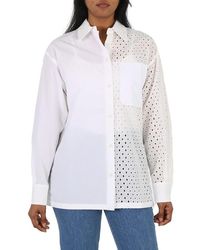 KENZO - Ladies Off Broderie Anglaise Long-Sleeve Cotton Shirt, Brand Size 36 (Us - Lyst