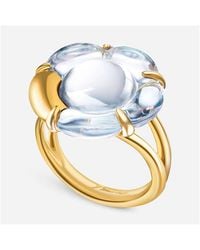 Baccarat - 18K Plated On Sterling, Clear Crystal Flower Statement Ring 2803451 - Lyst