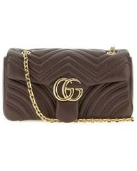 Gucci - Mud Nappa Leather Medium Gg Marmont Shoulder Bag Toasted Borse A Tracolla - Lyst