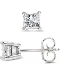 DiamondMuse - Diamond Muse 0.25 Cttw 14Kt Princess Cut Diamond Stud Earrings For - Lyst