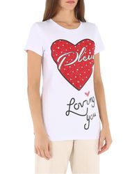 Philipp Plein - Crystal Heart Printed Cotton Jersey T-shirt - Lyst