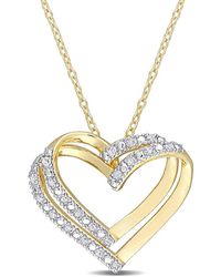 Amour - 1/5 Ct Tw Diamond Open Heart Pendant With Chain - Lyst