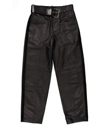 Loewe - Nappa Lambskin Belted Trousers, Brand Size 34 Us - Lyst