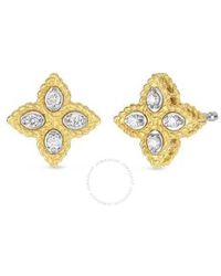 Roberto Coin - 18k Yellow Gold Small Princess Flower Diamond Stud Earrings - Lyst