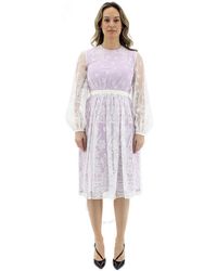 Burberry - Puff-sleeve Embroidered Tulle Dress - Lyst