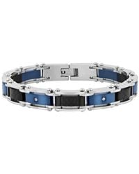 Robert Alton - Diamond Accent Stainless Steel And Carbon Fiber With Finish Bracelet - Lyst