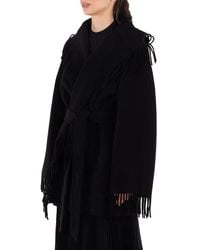 Balenciaga - Ladies Fringed-Edge Hooded Cardi-Coat, Brand Size 1 - Lyst