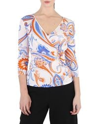 Roberto Cavalli - Ladies Bandana Print V-Neck Wrap Top, Brand Size 38 (Us - Lyst