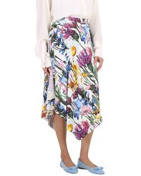 Stella McCartney - Asymmetric Floral Print Midi Skirt - Lyst