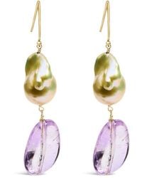 Haus of Brilliance - 14K Amethyst And Baroque Pearl Drop And Dangle Earrings 2" Inch Dangle Length - Lyst