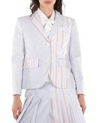 Thom Browne - Ladies Patchwork Striped Cropped Blazer - Lyst