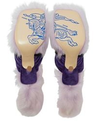 Burberry - Shearling Step Post 105 Heel Sandals, Brand Size 36 Us - Lyst