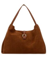 Ferragamo - Caramel Suede Shopping Bag - Lyst
