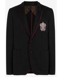 Roberto Cavalli - Crest-Embroidered Deconstructed Blazer, Brand Size 50 Us - Lyst