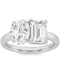 Mure And Co - 3Ctw Emerald Shaped Lab Grown Diamond (F/Vs) Toi Et Moi Engagement Ring - Lyst