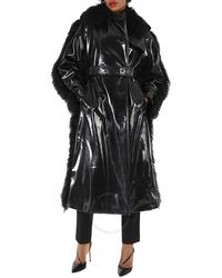 Burberry - Shearling Trim Plastic Trench Coat - Lyst