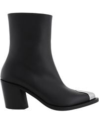 McQueen - Punk Leather Ankle Boots, Brand Size 35 Us - Lyst