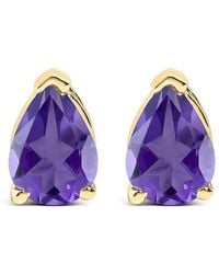 Haus of Brilliance - 14K 6X4Mm Pear Shaped Amethyst Solitaire Stud Earrings - Lyst