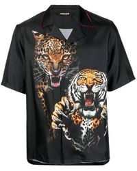 Roberto Cavalli - Tiger-Print Silk Shirt, Brand Size 50 Us - Lyst