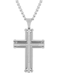 Robert Alton - 1/6Ctw Diamond Stainless Steel Cross Pendant - Lyst